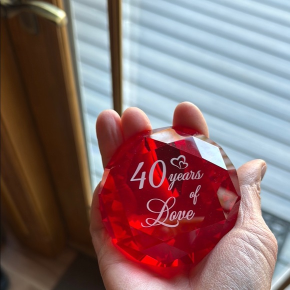40th Anniversary Red 40 Years of Love Crystal Keepsake - Picture 4 of 10